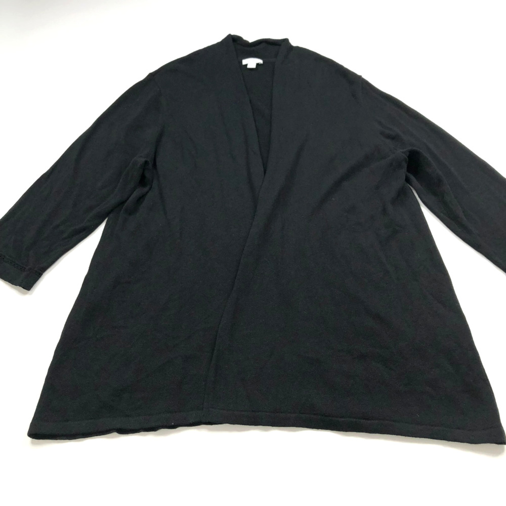J.Jill XL Open Cardigan Linen Rayon Wrap Sweater Black MINT